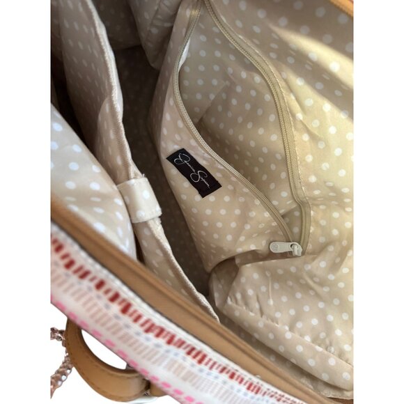 Jessica Simpson Malibu Large Striped Canvas Tote Weekender Tota Bag - Picture 5 of 6